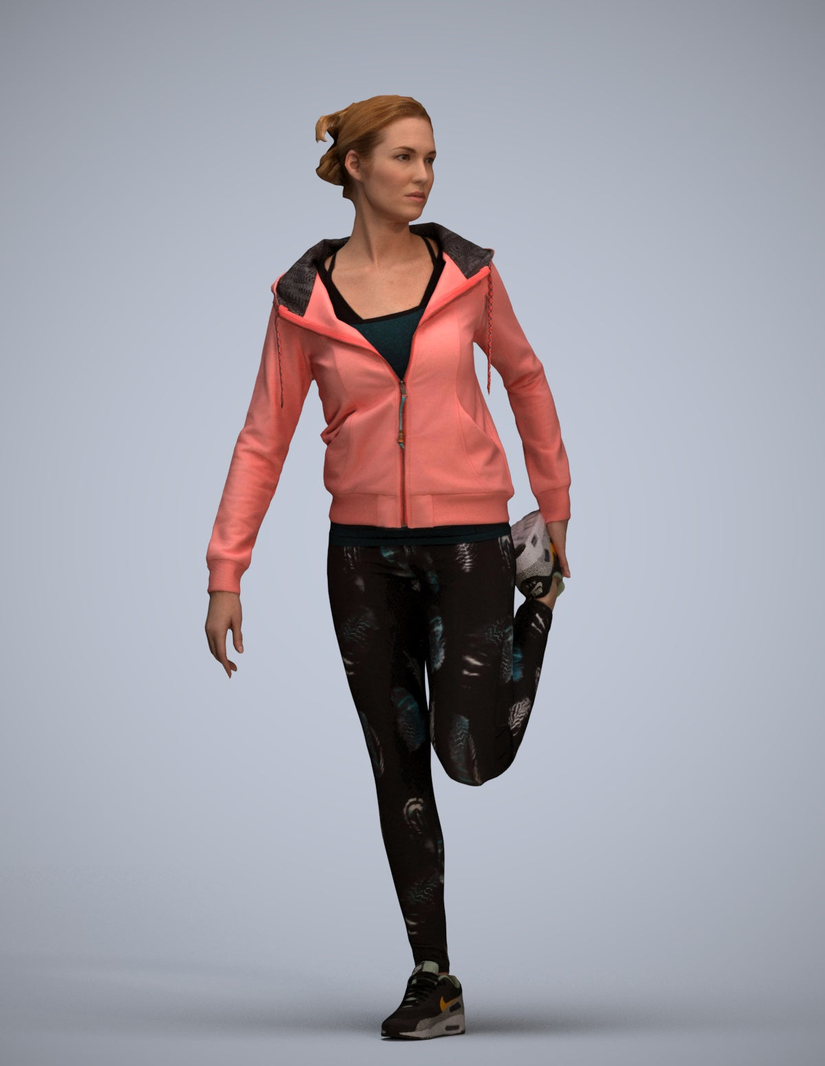 scanned 3D woman sport, photogrammetry people for Enscape and V-Ray