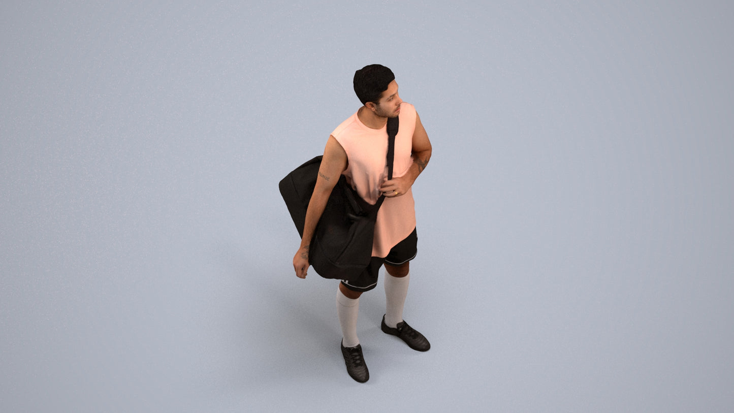 scanned 3D man sport, photogrammetry people for Enscape and V-Ray, back view render