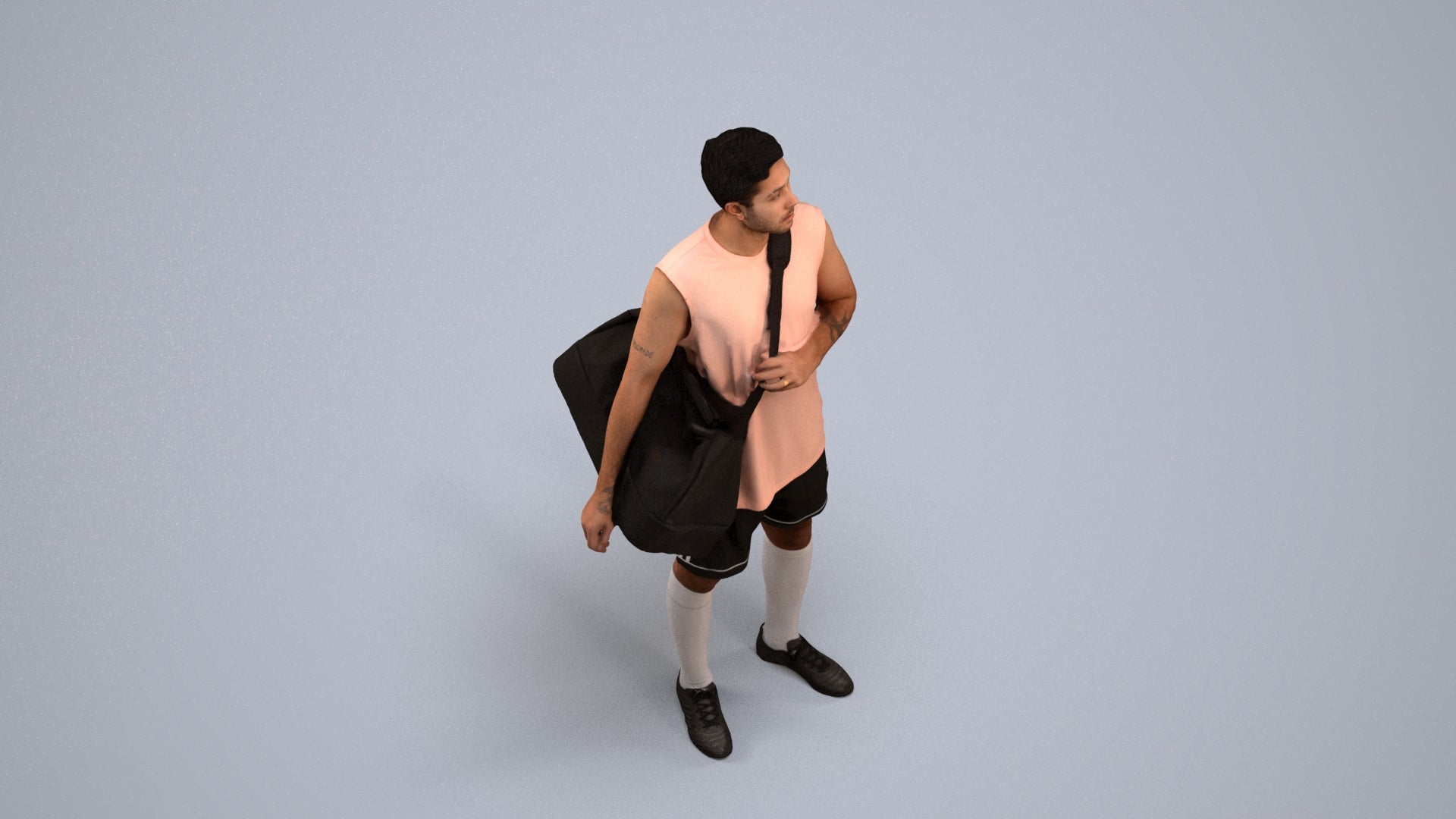 scanned 3D man sport, photogrammetry people for Enscape and V-Ray, back view render