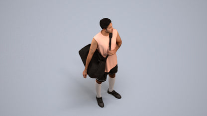 scanned 3D man sport, photogrammetry people for Enscape and V-Ray, back view render