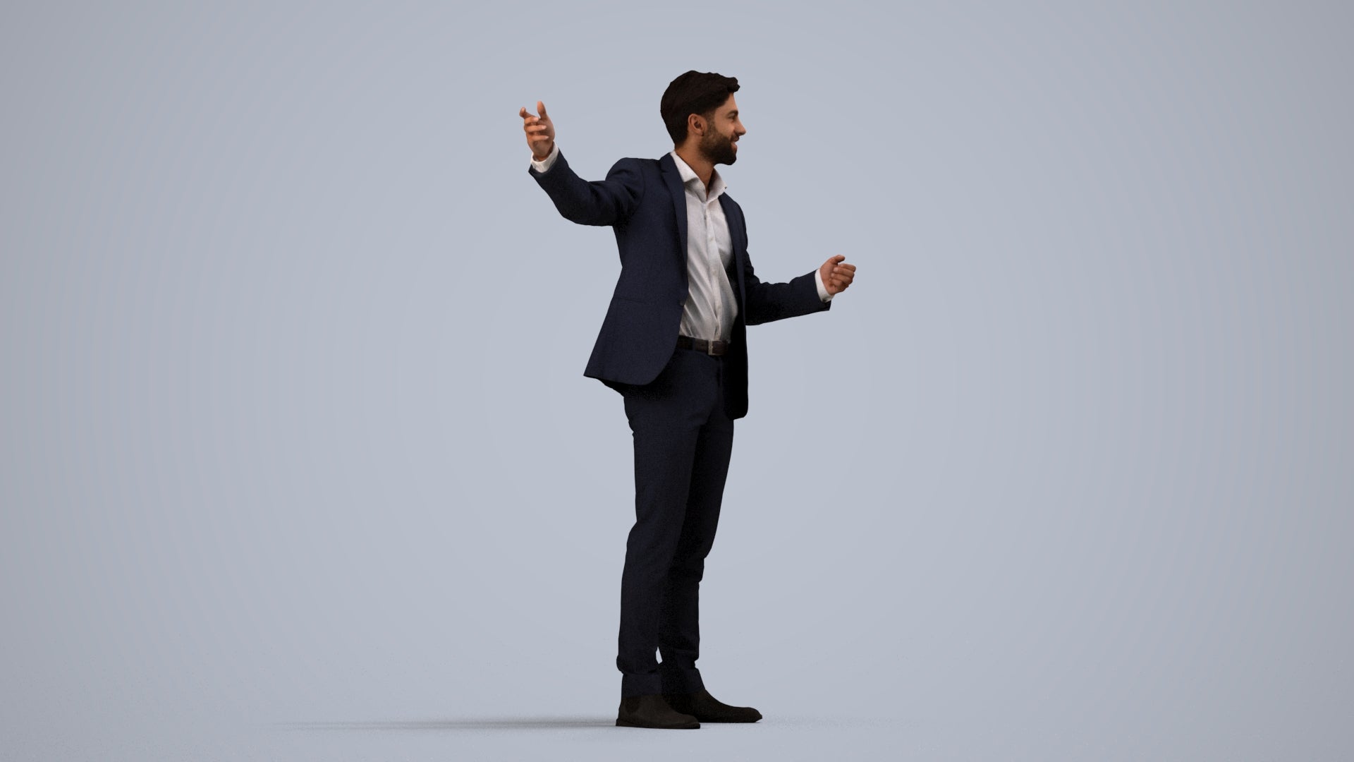 realistic 3D man business, scanned archviz people for Blender and 3ds Max, side view render