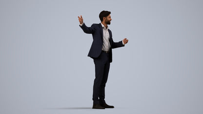 realistic 3D man business, scanned archviz people for Blender and 3ds Max, side view render