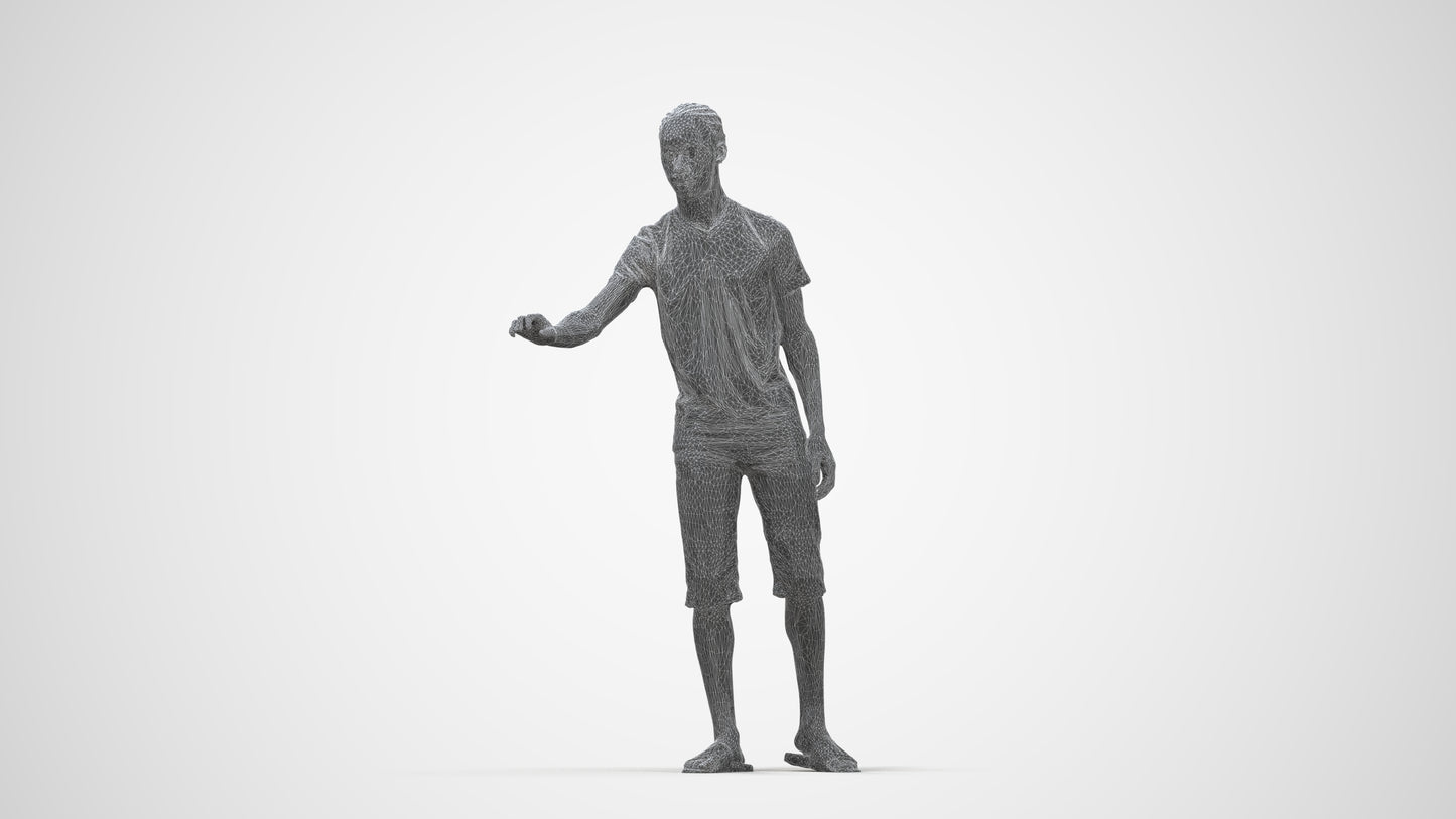 realistic 3D people boy casual kids, render-ready for V-Ray and Corona, FBX OBJ, wireframe back view