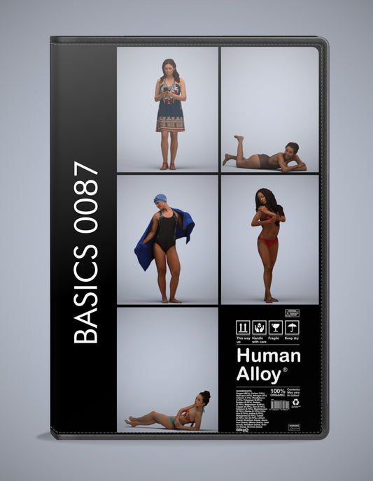 realistic 3D people pool set, 5 render-ready models for V-Ray and Corona