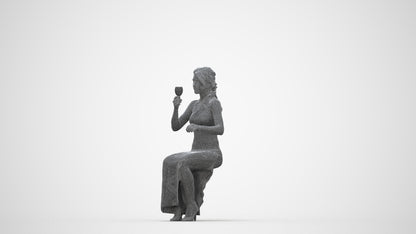 3D human model woman formal formalaffairs, photogrammetry scanned person for archviz, wireframe back view