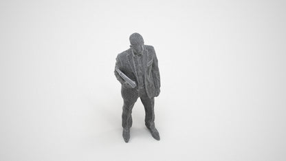 3D scanned man business, photorealistic archviz people for Enscape and SketchUp, wireframe three-quarter view