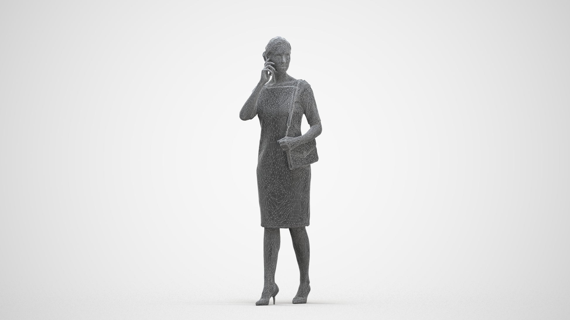 photogrammetry 3D woman casual standing, realistic human model archviz FBX, three-quarter front view render