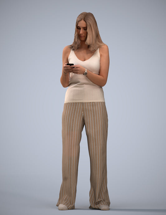 photogrammetry 3D woman casual standing, realistic human model archviz FBX