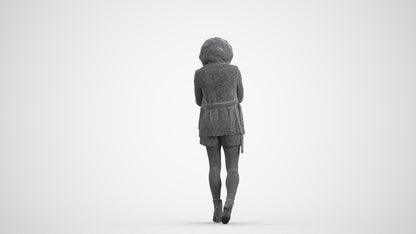 3D people model woman business standing, scanned human for 3ds Max rendering, wireframe front view