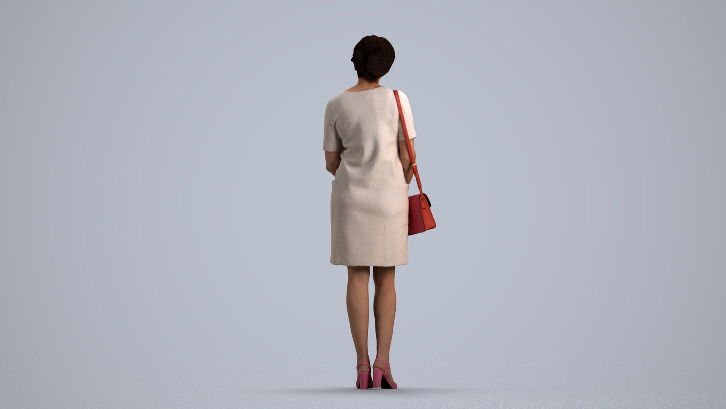 scanned 3D woman business standing, photogrammetry people for Enscape and V-Ray, front view render