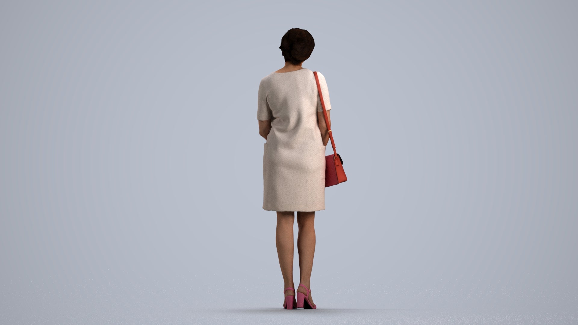 scanned 3D woman business standing, photogrammetry people for Enscape and V-Ray, front view render