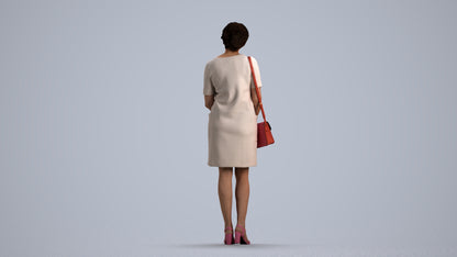 scanned 3D woman business standing, photogrammetry people for Enscape and V-Ray, front view render