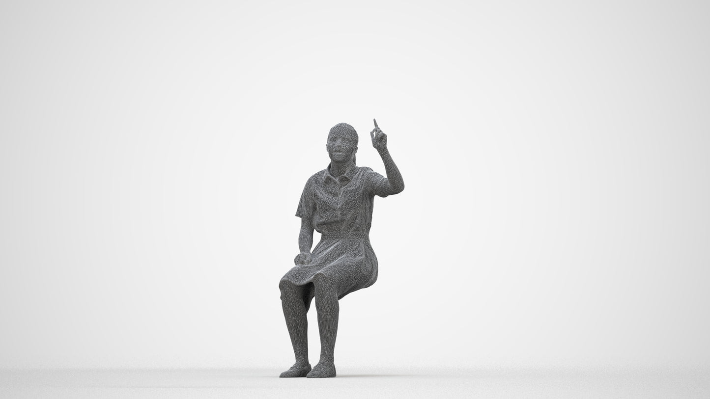 3D human model girl kids, photogrammetry scanned person for archviz, wireframe back view