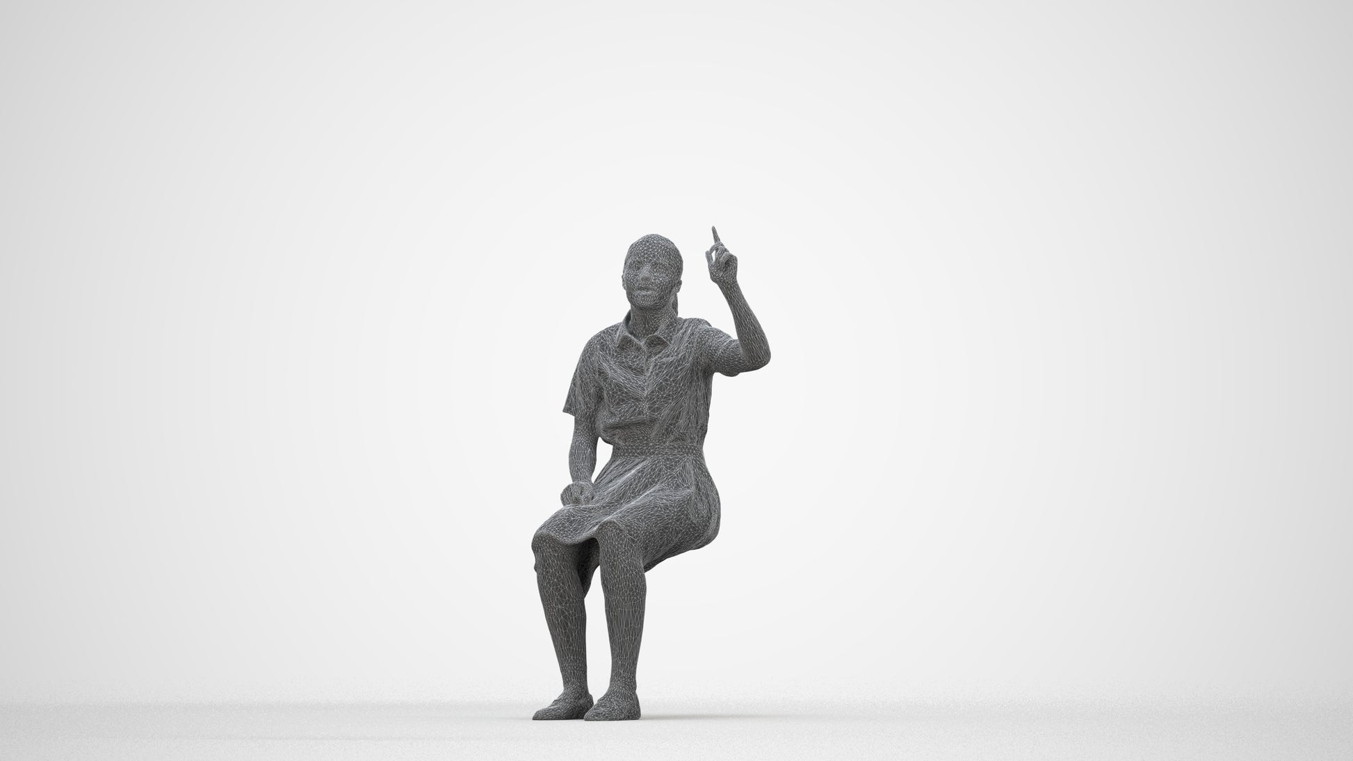3D human model girl kids, photogrammetry scanned person for archviz, wireframe back view