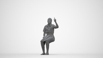 3D human model girl kids, photogrammetry scanned person for archviz, wireframe back view