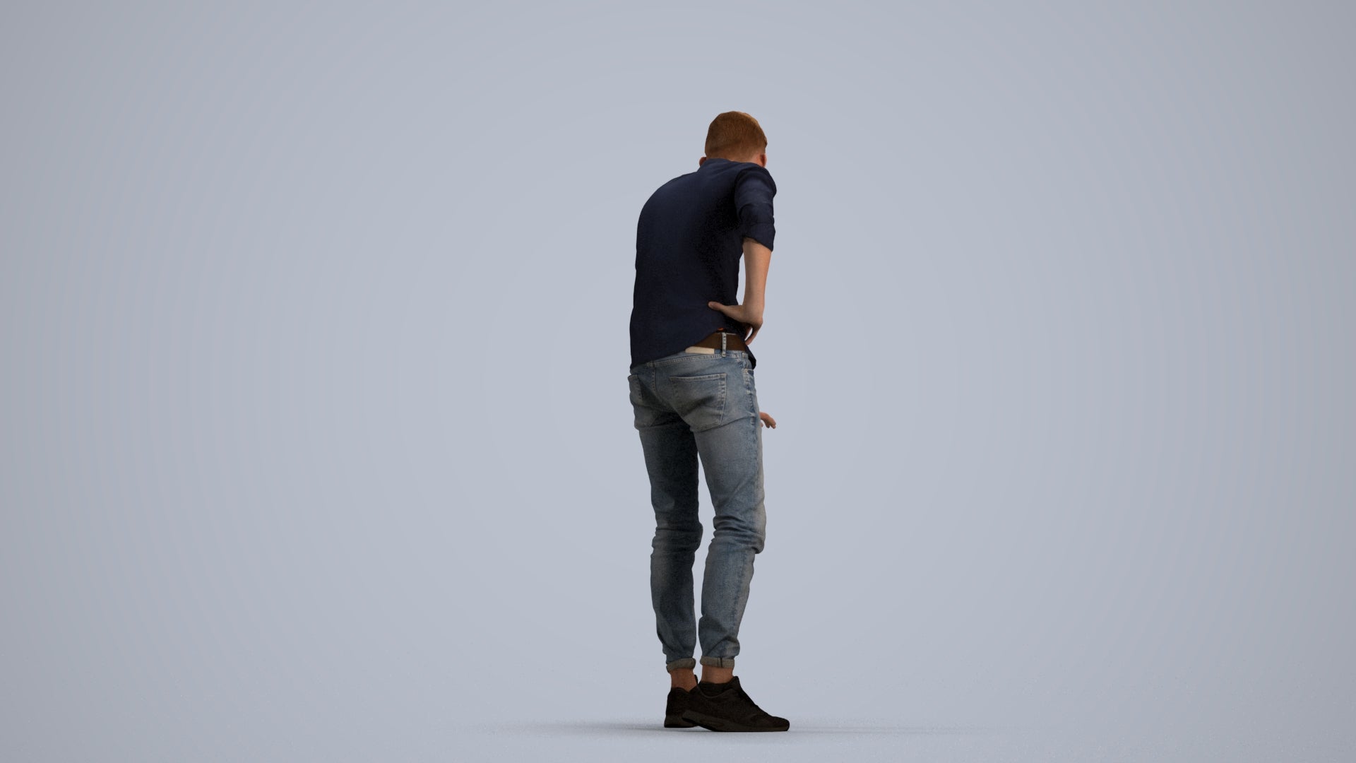realistic 3D human man casual standing, archviz people FBX OBJ for Blender, front view render