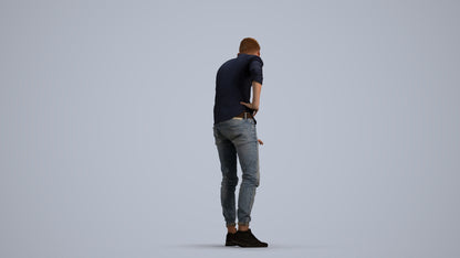 realistic 3D human man casual standing, archviz people FBX OBJ for Blender, front view render