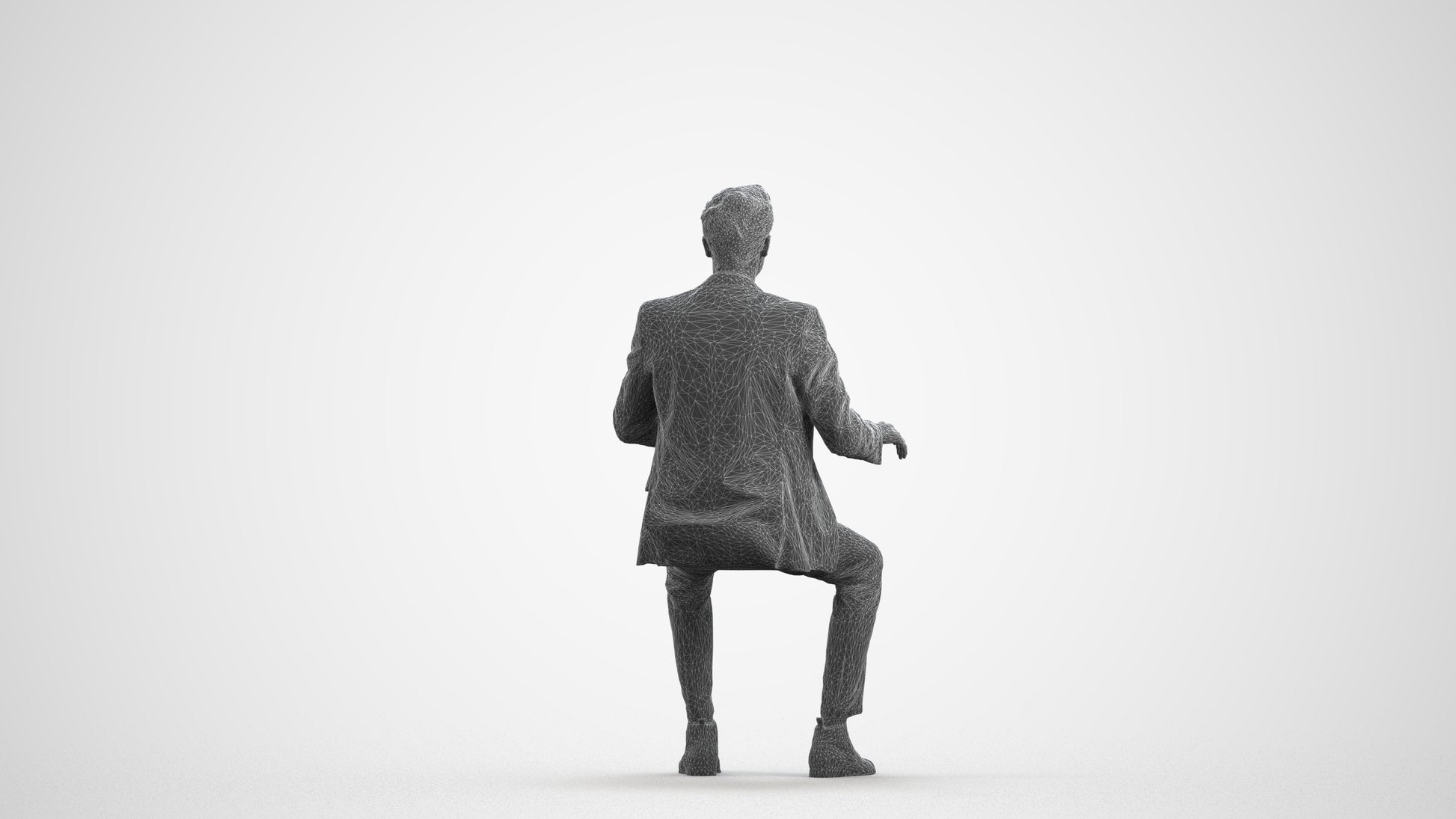 3D scanned man business, photorealistic archviz people for Enscape and SketchUp, wireframe front view