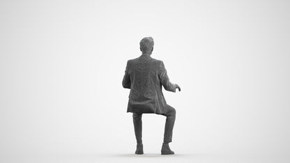 3D scanned man business, photorealistic archviz people for Enscape and SketchUp, wireframe front view