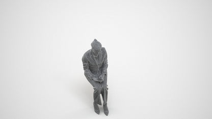 photogrammetry 3D woman business sitting, realistic human model archviz FBX, wireframe three-quarter view