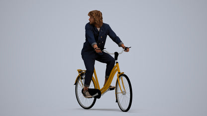 photogrammetry 3D man casual cycling, realistic human model archviz FBX, standing pose render