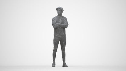 3D people model man casual standing, scanned human for 3ds Max rendering, wireframe back view