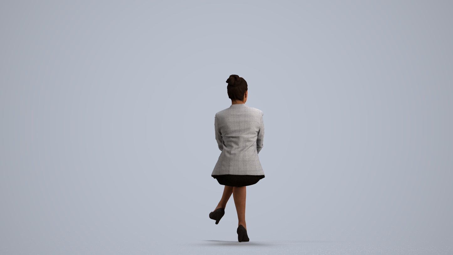 3D scanned woman business, photorealistic archviz people for Enscape and SketchUp, front view render