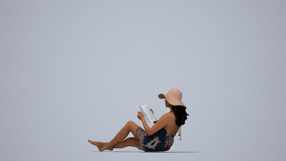 3D scanned woman pool, photorealistic archviz people for Enscape and SketchUp, top-down view render