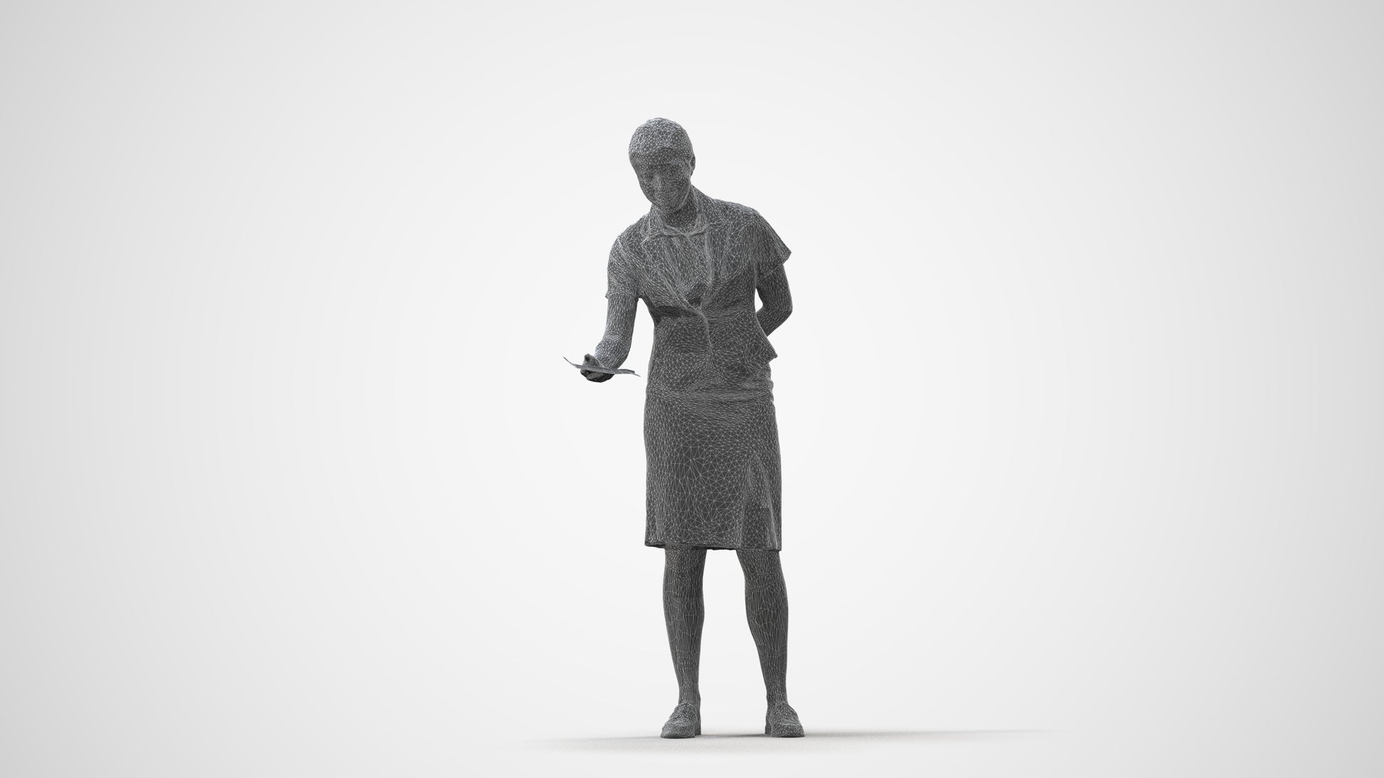 photogrammetry 3D woman hospitality, realistic human model archviz FBX, square thumbnail