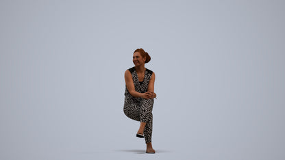 photogrammetry 3D woman casual sitting, realistic human model archviz FBX, standing pose render