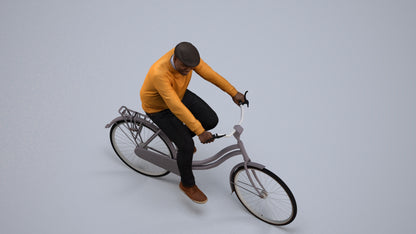 realistic 3D people man casual cycling, render-ready for V-Ray and Corona, FBX OBJ, back view render