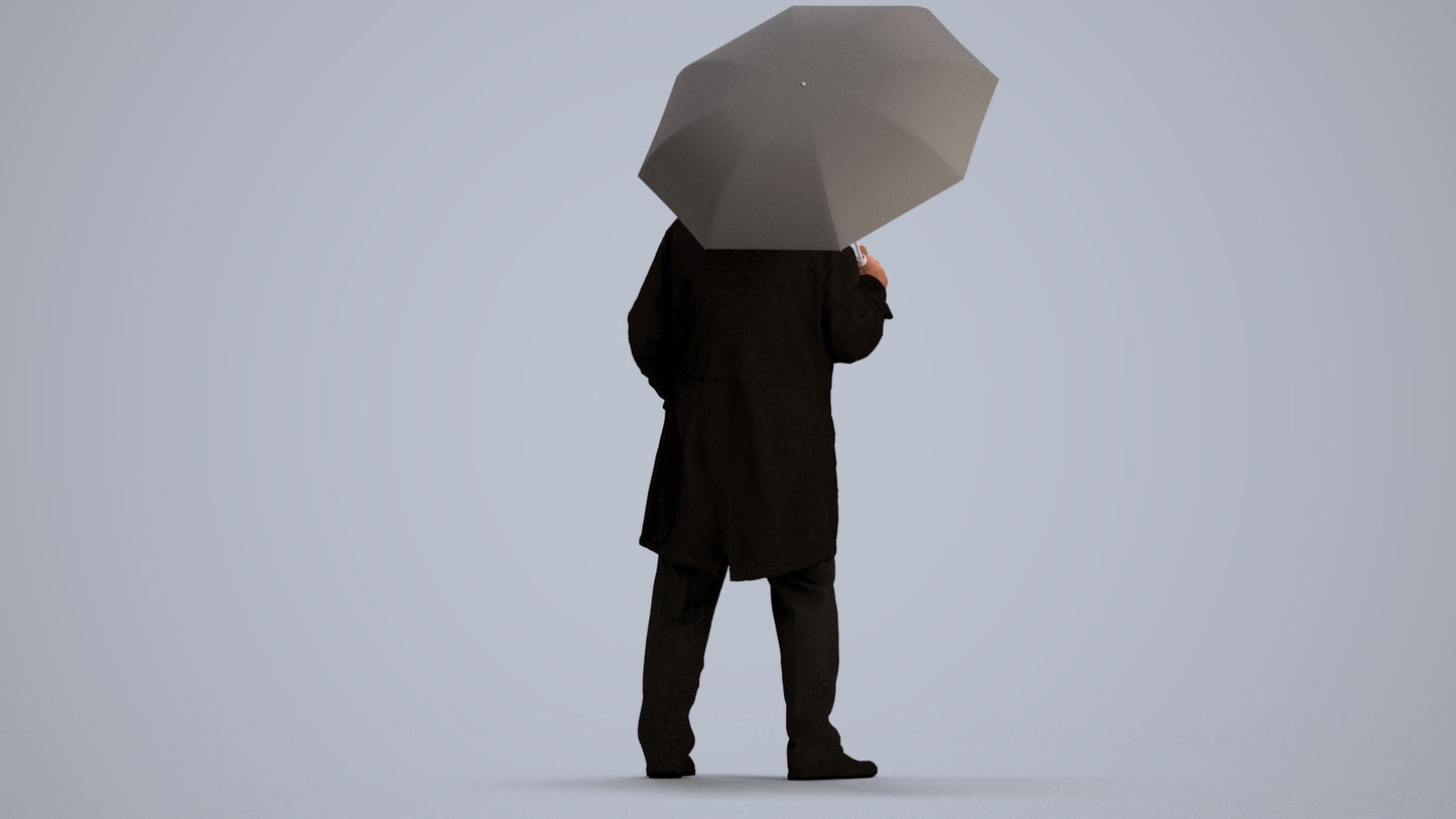 3D people model senior man business standing, scanned human for 3ds Max rendering, front view render