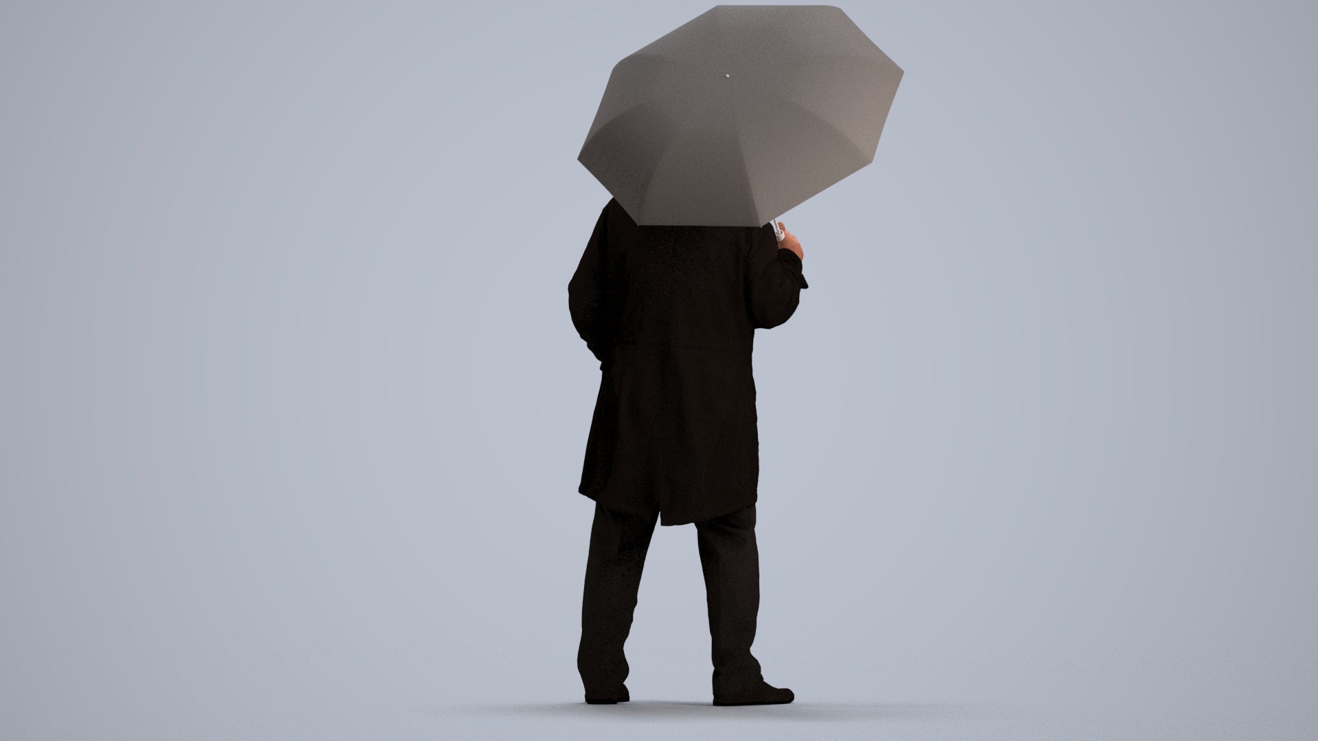 3D people model senior man business standing, scanned human for 3ds Max rendering, front view render