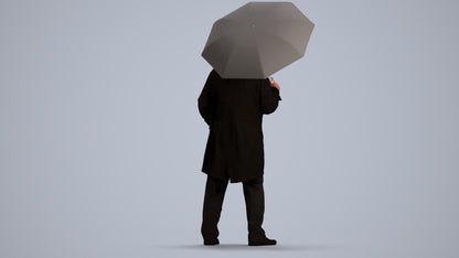 3D people model senior man business standing, scanned human for 3ds Max rendering, front view render