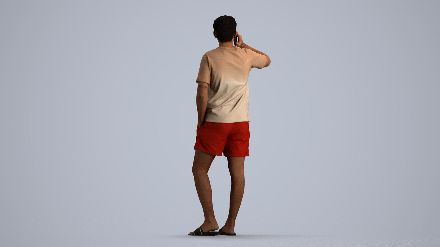 3D people model man casual standing, scanned human for 3ds Max rendering, front view render