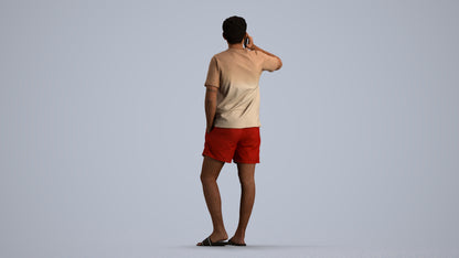3D people model man casual standing, scanned human for 3ds Max rendering, front view render