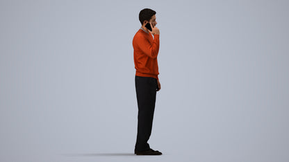 realistic 3D people man casual standing, render-ready for V-Ray and Corona, FBX OBJ, side view render