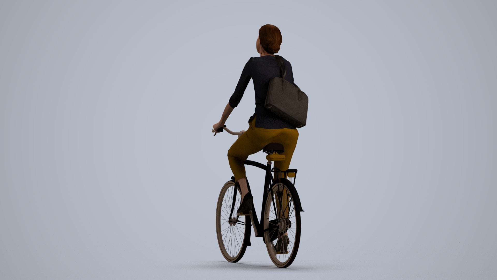 3D scanned woman cycling casual, photorealistic archviz people for Enscape and SketchUp, front view render