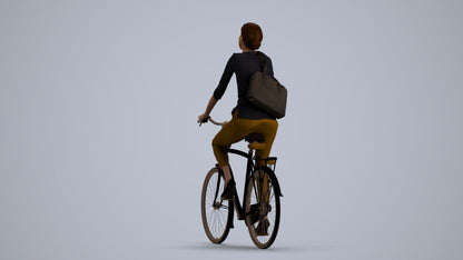 3D scanned woman cycling casual, photorealistic archviz people for Enscape and SketchUp, front view render