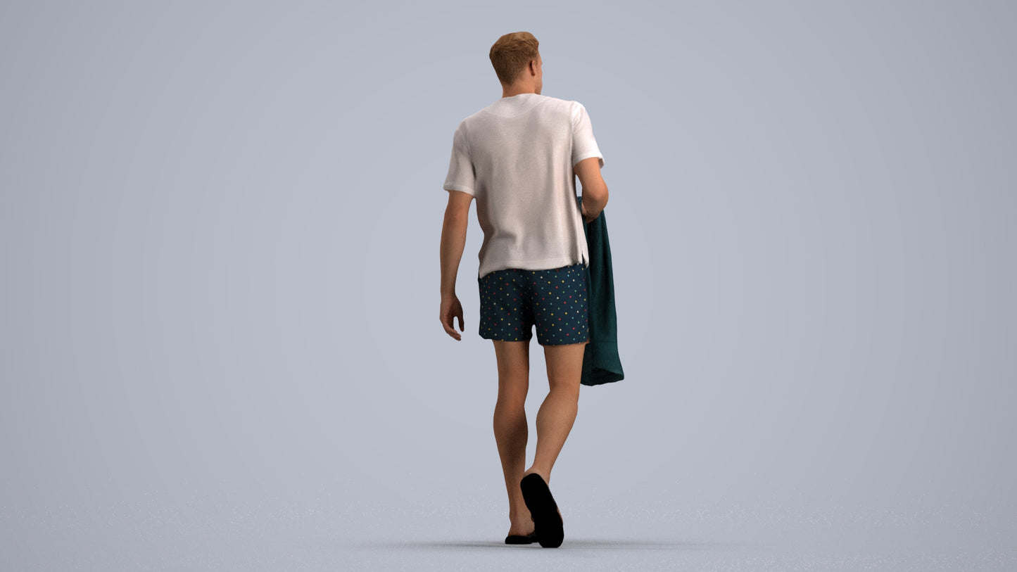 scanned 3D man walking, photogrammetry people for Enscape and V-Ray, front view render