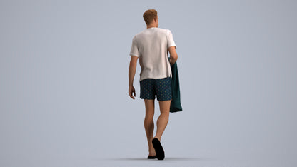 scanned 3D man walking, photogrammetry people for Enscape and V-Ray, front view render