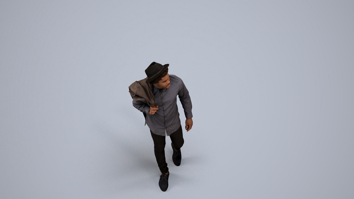 realistic 3D people man casual standing, render-ready for V-Ray and Corona, FBX OBJ, back view render