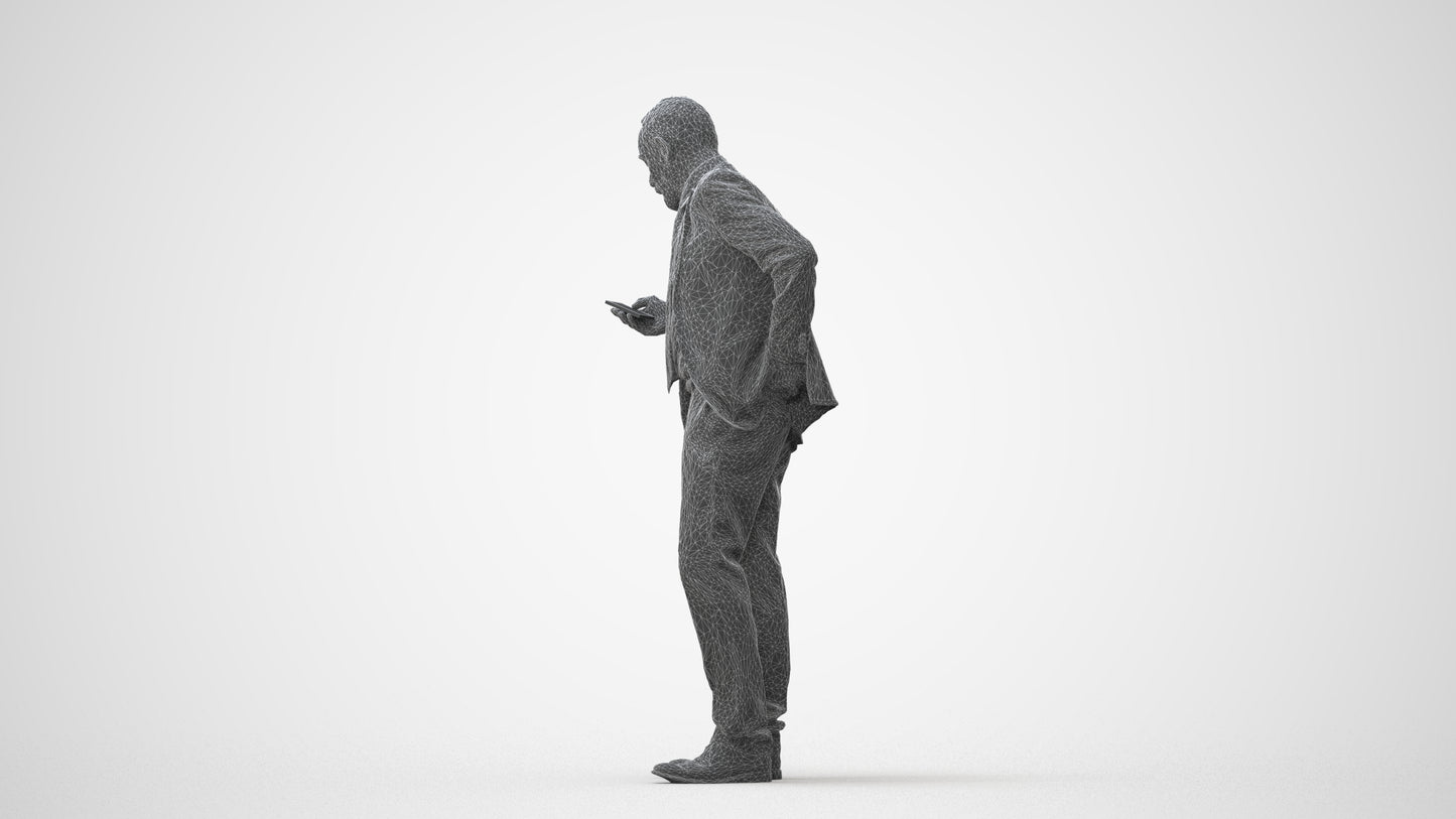realistic 3D senior man business, scanned archviz people for Blender and 3ds Max, square thumbnail