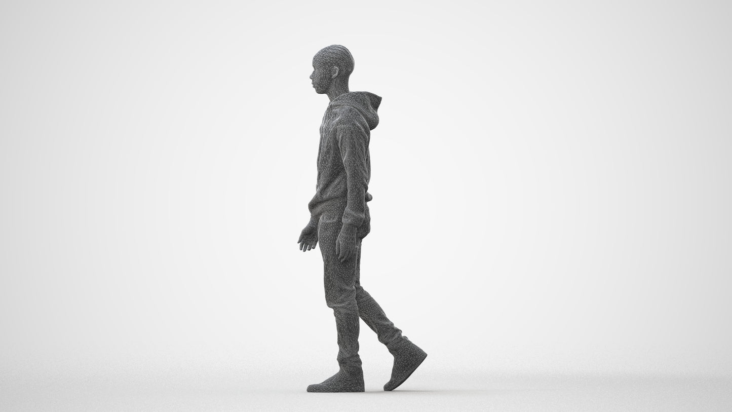 3D scanned boy kids casual, photorealistic archviz people for Enscape and SketchUp, square thumbnail