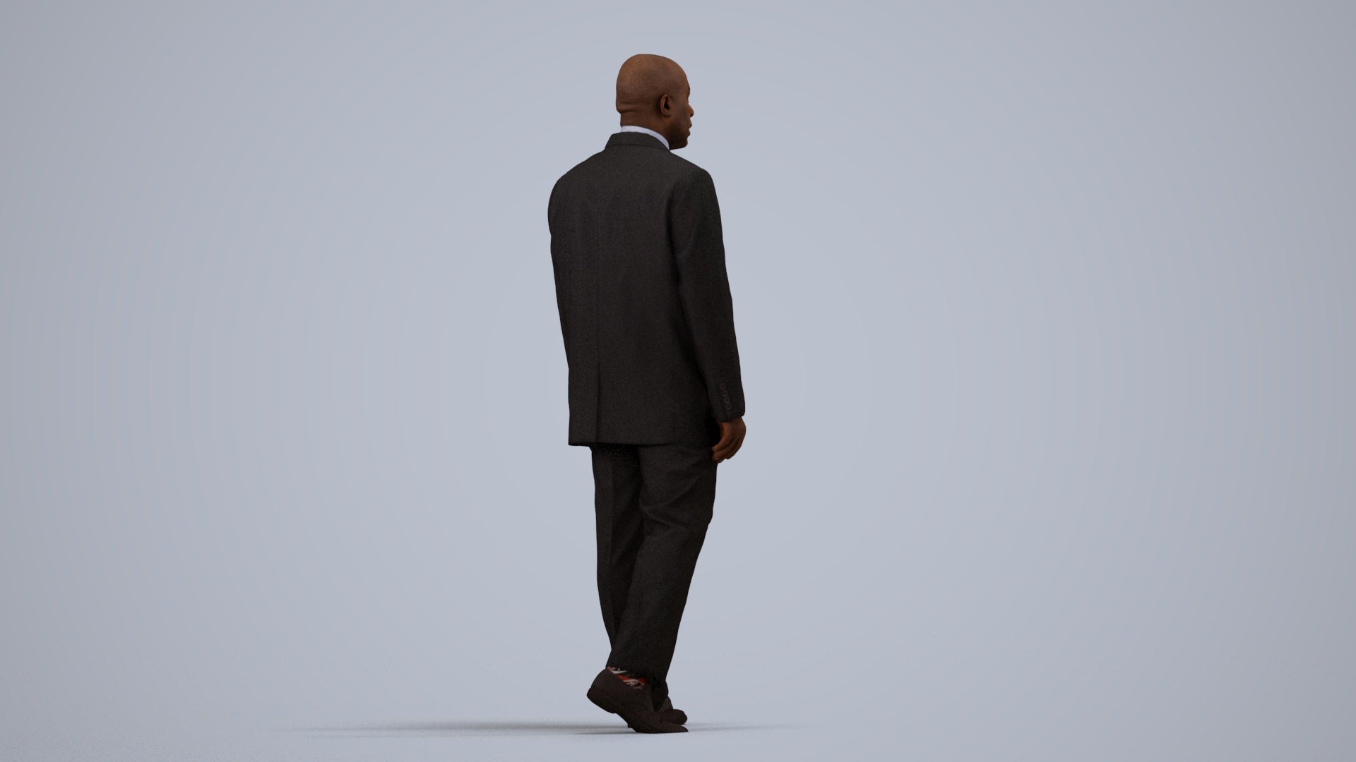 3D scanned man walking business, photorealistic archviz people for Enscape and SketchUp, side view render