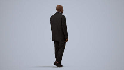 3D scanned man walking business, photorealistic archviz people for Enscape and SketchUp, side view render