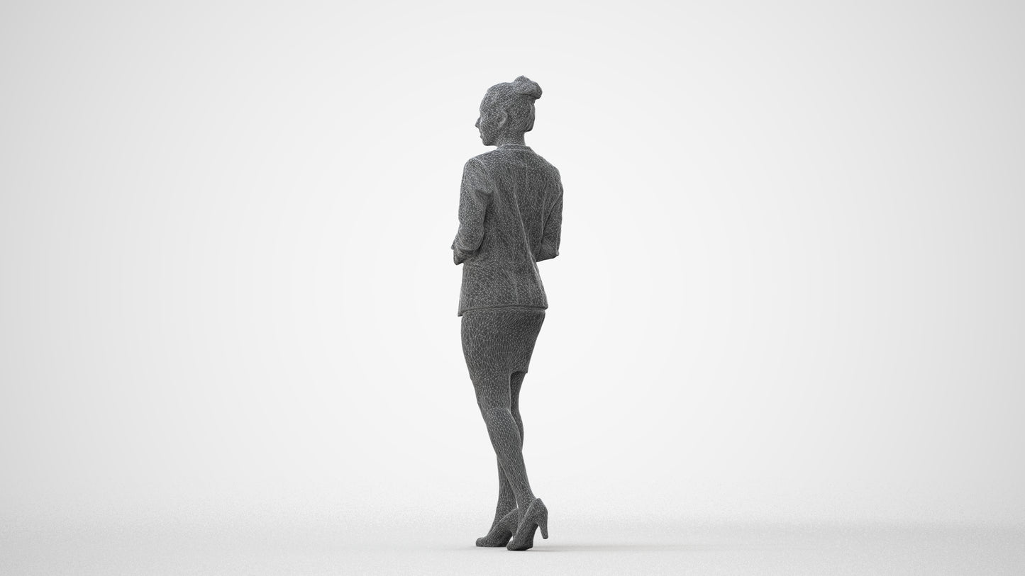 scanned 3D woman business, photogrammetry people for Enscape and V-Ray, front view render