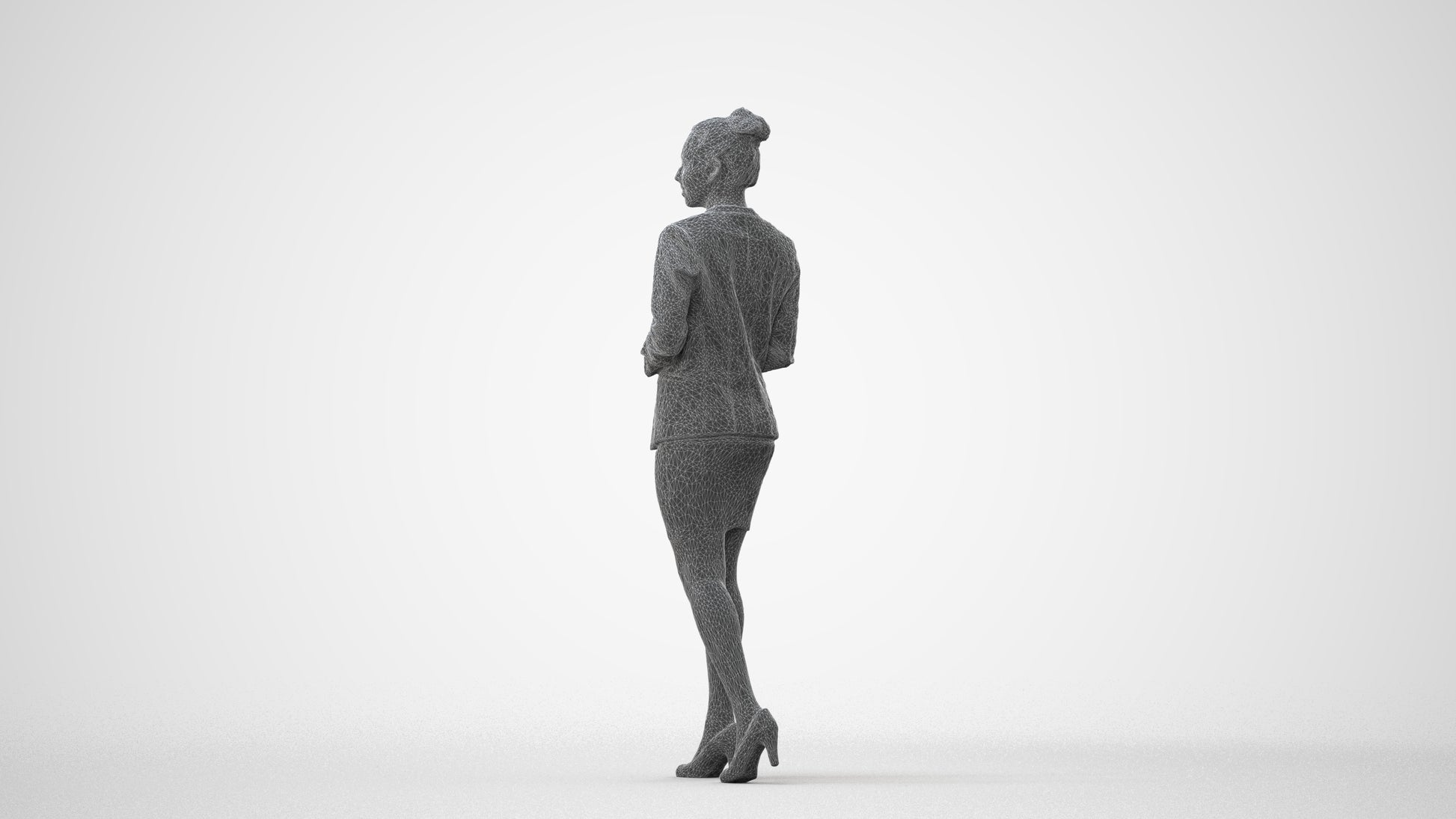 scanned 3D woman business, photogrammetry people for Enscape and V-Ray, front view render