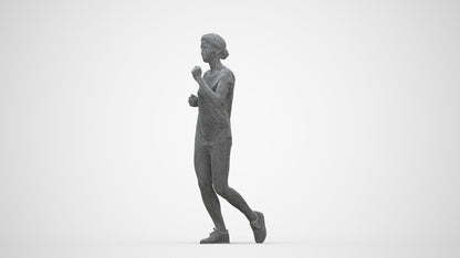 realistic 3D woman sport walking, scanned archviz people for Blender and 3ds Max, wireframe back view