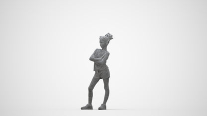 scanned 3D girl sport kids, photogrammetry people for Enscape and V-Ray, wireframe back view